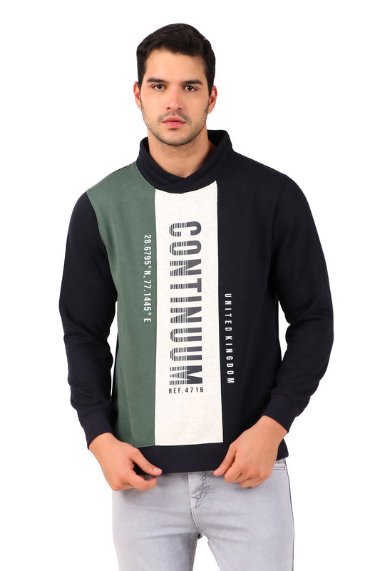Men's Funnel-Collar Sweatshirt Full Sleeve Printed