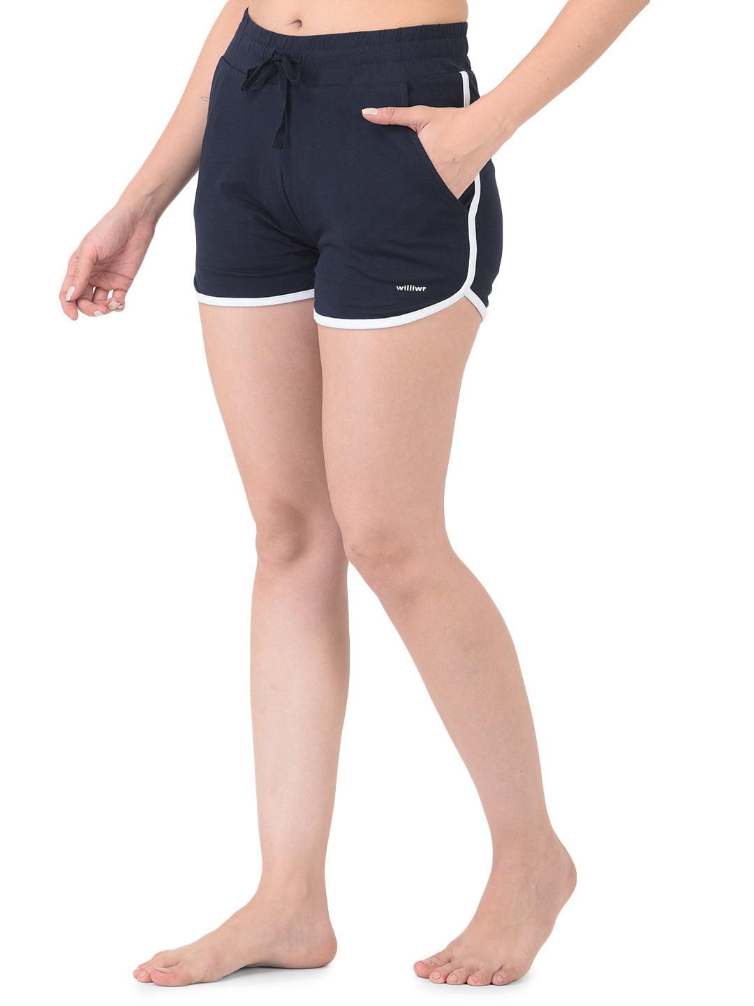 Williwr Women's Navy Color Knit Shorts