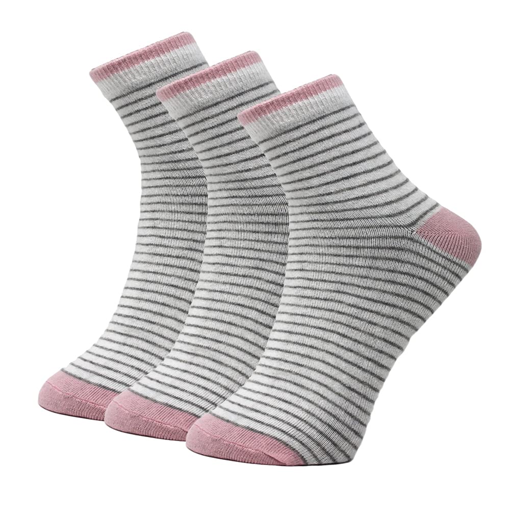 Williwr Women's Ankle Length Socks, Blue Yellow And Pink In Stripes Design, Pack Of 9