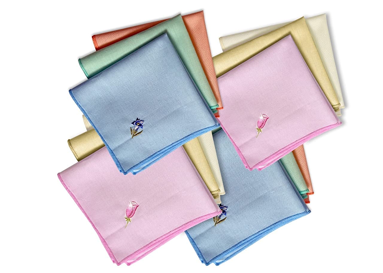 Women's Embroidered Handkerchief Multicolor-Pack Of 12