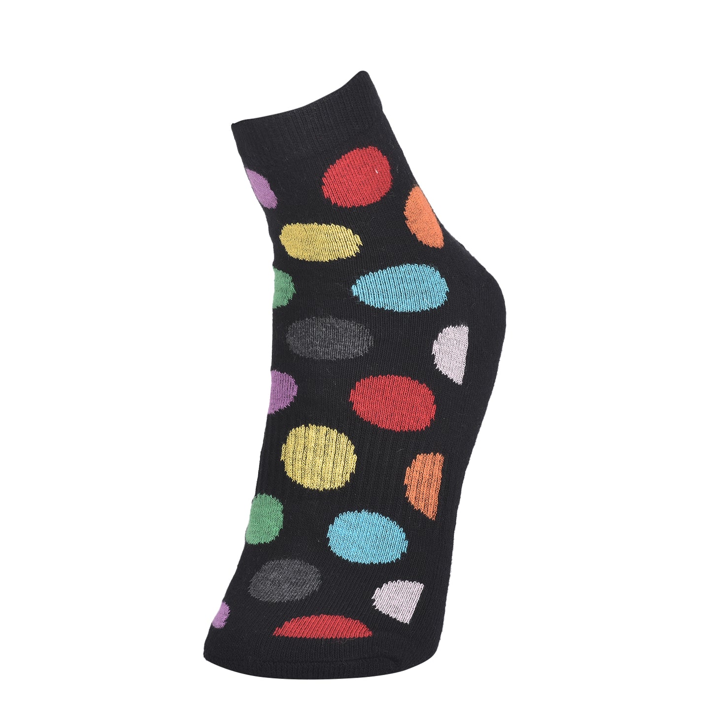 Unisex Ankle Cotton Socks Navy, Grey And Black Polka Dots Design - Pack of 3