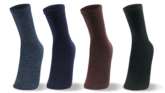Williwr Men's Crew Length Formal Socks In Combo Of Solid Colors Free Size Combo Pack of 4 Pairs