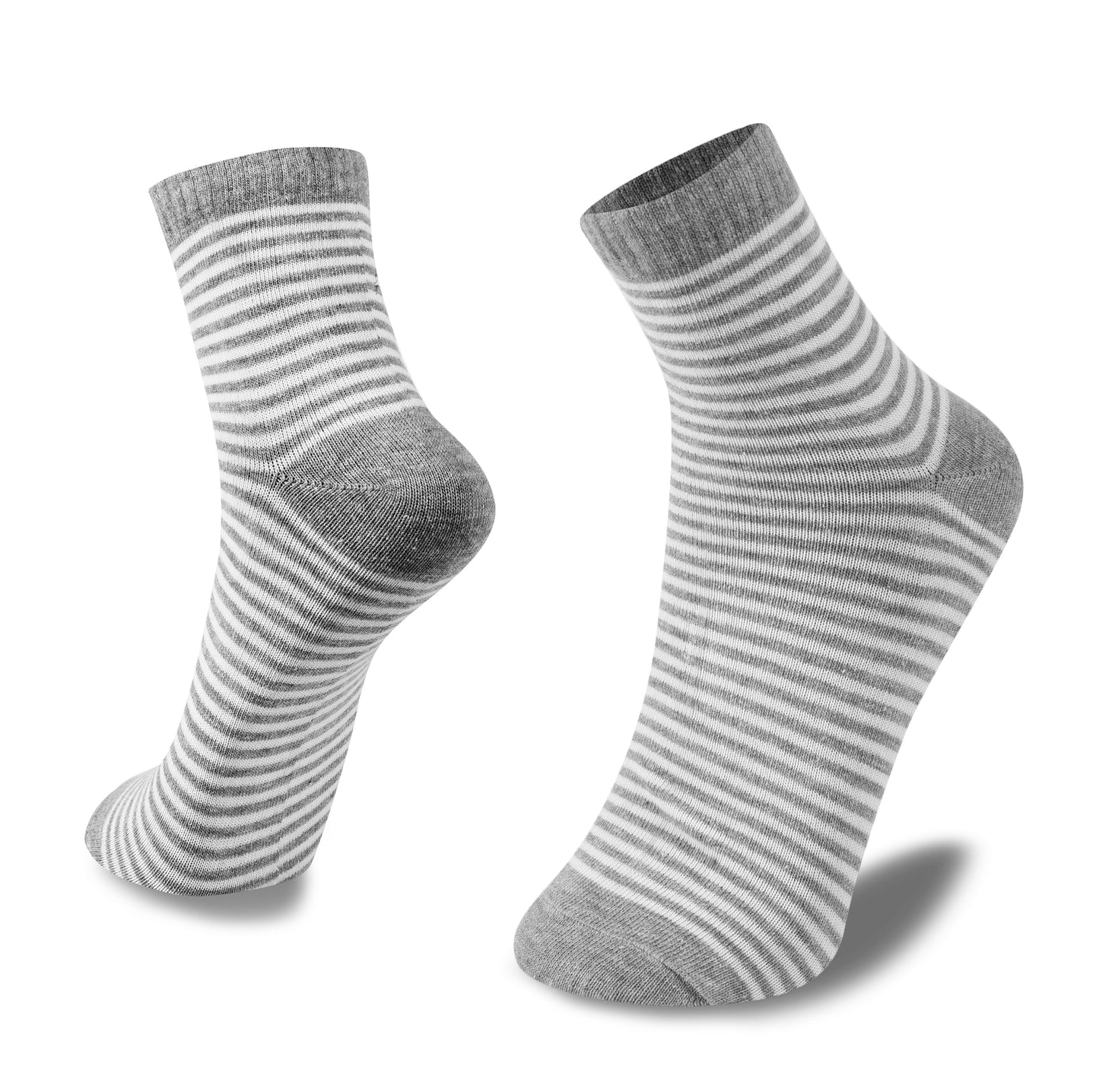 Women's Ankle Socks White & Grey Stripes -Pack of 3 pairs
